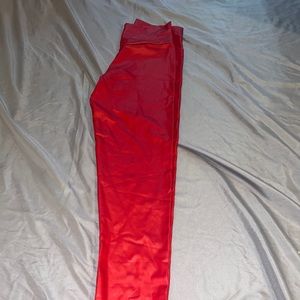 Leather like leggings red